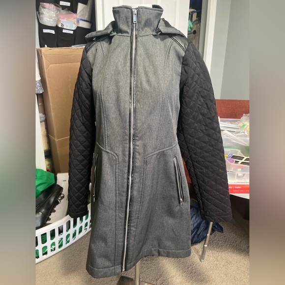 Quilted Sleeve Moto Parka – Grey & Black Contrast Fall Coat- Bundle & Save - Picture 4 of 14